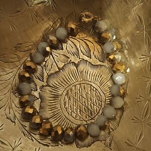 Original Artistic Vibes Elegant Gold and Grey Beaded Bracelet